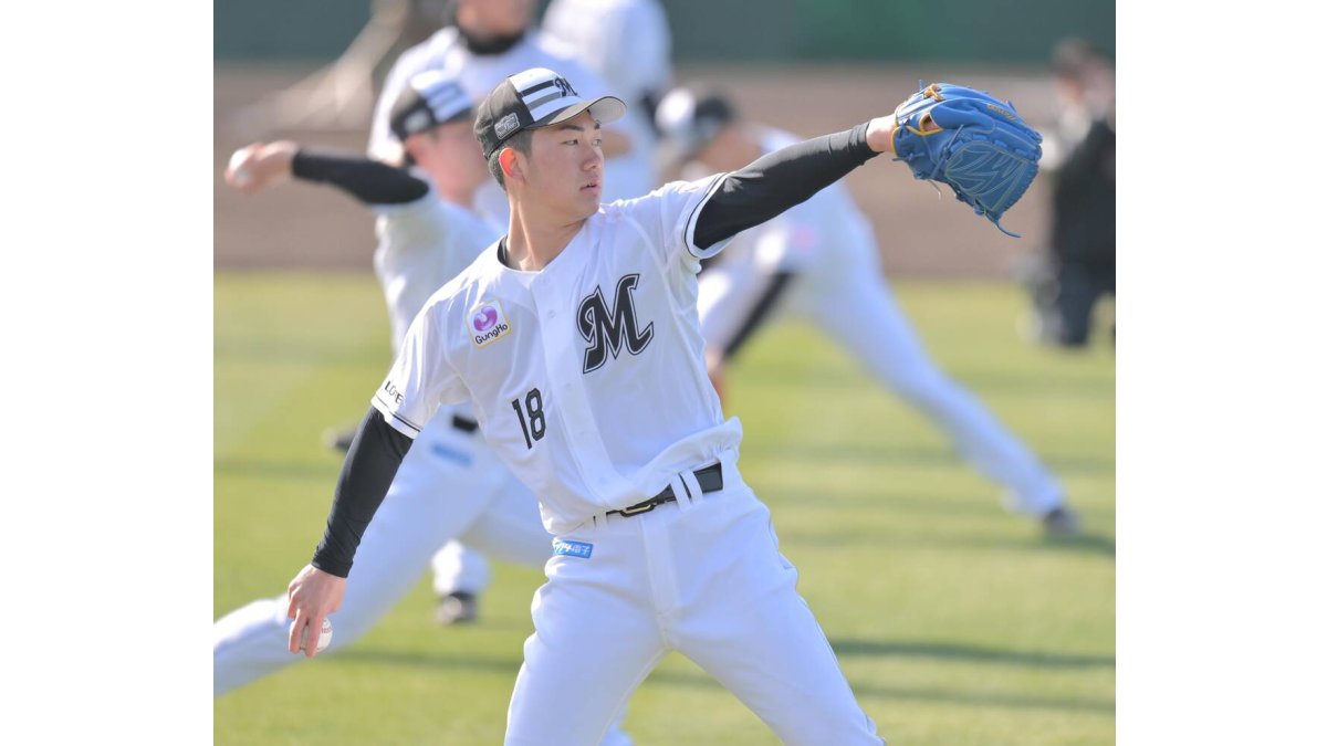 雪*く様 2026年千葉ロッテ 石垣元気選手ユニフォーム サイズO 千葉ロッテマリーンズ、2026年より着用の新ユニフォームをお披露目