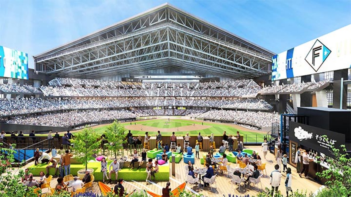 エスコン フィールド & ファイターズ 世界初！ 新球場・ES CON FIELD HOKKAIDOのセンターバックスクリーンに