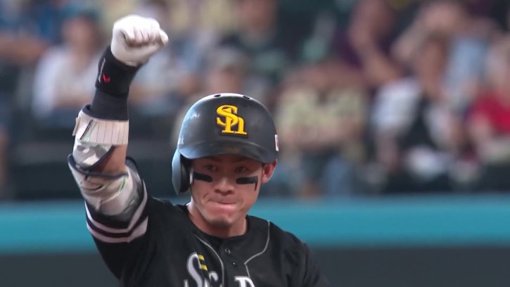 勝ち越し!! ホークス・牧原大成 左中間を破るタイムリー2ベースヒット!! 2026年7月16日 北海道日本ハムファイターズ 対 福岡ソフトバンクホークス
