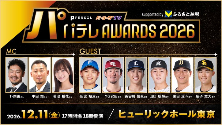 パーソル パ・リーグTV パテレアワード2026 出演選手決定！